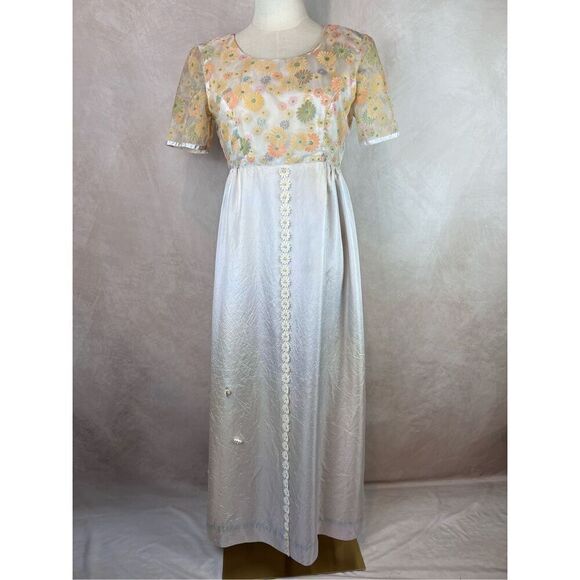 Vintage 1960s 1970s Dress Flower Power Mod MCM - Picture 1 of 13
